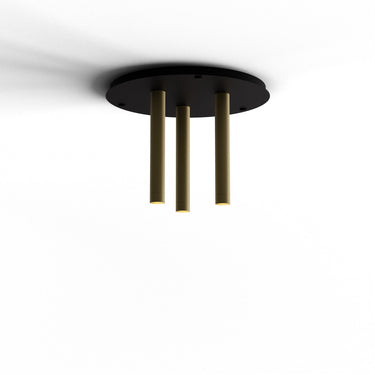 Koncept Combi Pendant 12" Circular 3 Combo Brass Matte Black Canopy Suspension Flush Mount 2-in-1