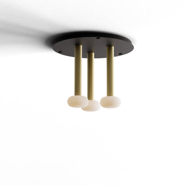 Koncept Combi Pendant 12" Circular 3 Combo Brass Matte Black Canopy Glass Ball Attachment Suspension Flush Mount 2-in-1