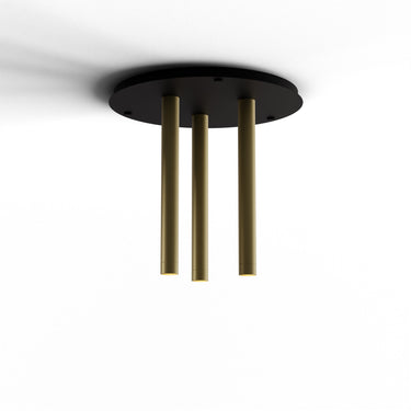 Koncept Combi Pendant 16" Circular 3 Combo Brass Matte Black Canopy Suspension Flush Mount 2-in-1