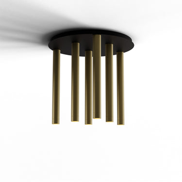 Koncept Combi Pendant 16" Circular 6 Combo Brass Matte Black Canopy Suspension Flush Mount 2-in-1