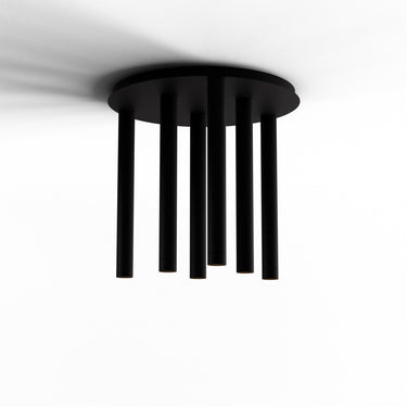 Koncept Combi Pendant 16" Circular 6 Combo Matte Black Matte Black Canopy Suspension Flush Mount 2-in-1