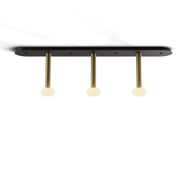 Koncept Combi Pendant 12" Linear 3 Combo Brass Matte Black Canopy Glass Ball Attachment Suspension Flush Mount 2-in-1