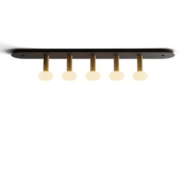 Koncept Combi Pendant 6" Linear 5 Combo Brass Matte Black Canopy Glass Ball Attachment Suspension Flush Mount 2-in-1