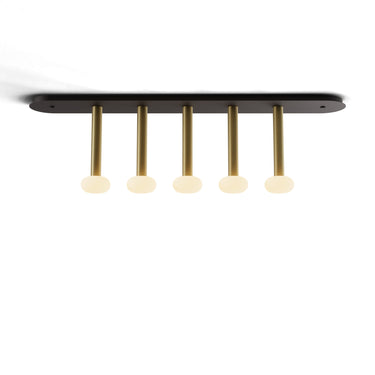 Koncept Combi Pendant 12" Linear 5 Combo Brass Matte Black Canopy Glass Ball Attachment Suspension Flush Mount 2-in-1