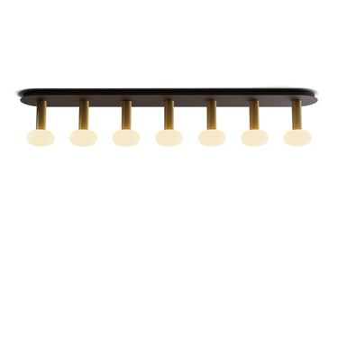 Koncept Combi Pendant 6" Linear 7 Combo Brass Matte Black Canopy Glass Ball Attachment Suspension Flush Mount 2-in-1