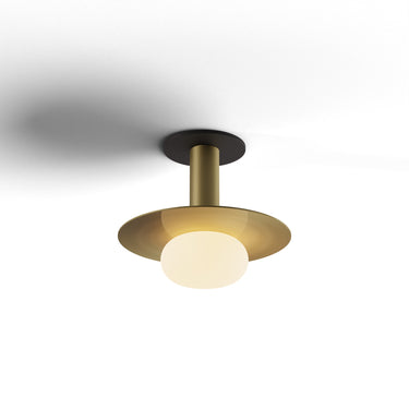 Koncept Combi Pendant 6" Brass Matte Black Canopy 9" Metal Plate Brass Attachment Glass Ball Attachment Suspension Flush Mount 2-in-1