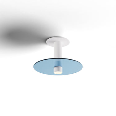 Koncept Combi Pendant 6" Matte White Matte White Canopy 9" Glass Plate Blue Attachment Suspension Flush Mount 2-in-1