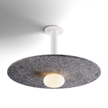 Koncept Combi Pendant 12" Matte White Matte White Canopy 20" Acoustic Panel Charcoal Attachment Glass Ball Attachment Suspension Flush Mount 2-in-1