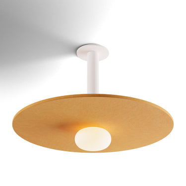 Koncept Combi Pendant 12" Matte White Matte White Canopy 20" Acoustic Panel Mustard Attachment Glass Ball Attachment Suspension Flush Mount 2-in-1