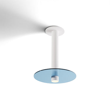 Koncept Combi Pendant 12" Matte White Matte White Canopy 9" Glass Plate Blue Attachment Suspension Flush Mount 2-in-1