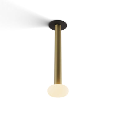 Koncept Combi Pendant 16" Brass Matte Black Canopy Glass Ball Attachment Suspension Flush Mount 2-in-1