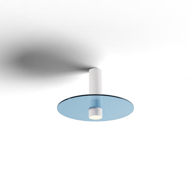 Koncept Combi Pendant 6" Matte White Matte White Canopy 9" Glass Plate Blue Attachment Suspension Flush Mount 2-in-1