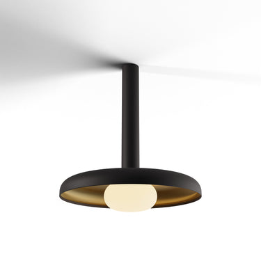 Koncept Combi Pendant 12" Matte Black Matte Black Canopy 12" Shade Matte Black Brass Attachment Glass Ball Attachment Suspension Flush Mount 2-in-1