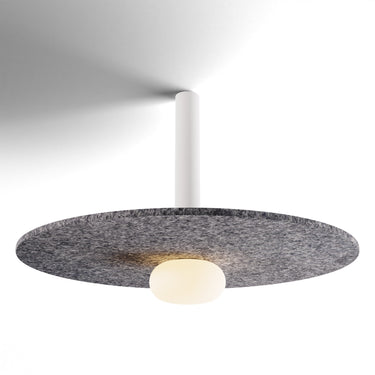 Koncept Combi Pendant 12" Matte White Matte White Canopy 20" Acoustic Panel Charcoal Attachment Glass Ball Attachment Suspension Flush Mount 2-in-1