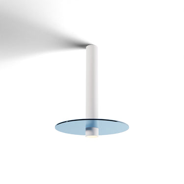 Koncept Combi Pendant 12" Matte White Matte White Canopy 9" Glass Plate Blue Attachment Suspension Flush Mount 2-in-1