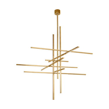 59 inch wide modern chandelier, brass and crystal construction, dimmable LED, 2950 lumens, SLCH40427