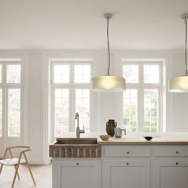 Astep Model 2050 pendant light, pair over a kitchen island