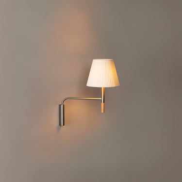 Santa & Cole BC wall sconce featuring natural ribbon shade and satin nickel finish for contemporary interiors