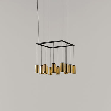 Cirio Cuadrada pendant light featuring polished brass shade accents
