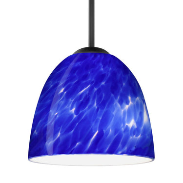 Besa Sasha mini pendant featuring warm Blue Cloud art glass and cord-hung design