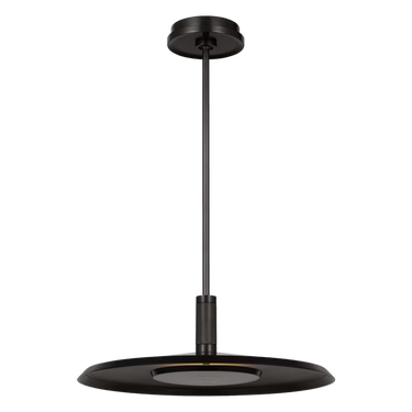 Modern Saucer Large Dimmable LED Pendant for sloped ceilings, perfect for a bedroom or office.