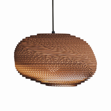 Graypants Scraplight Alki pendant made from layers of recycled cardboard in natural finish.