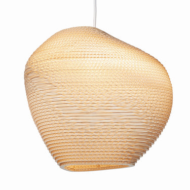 Graypants Allyn eco-friendly recycled cardboard hanging lamp in a stylish entryway