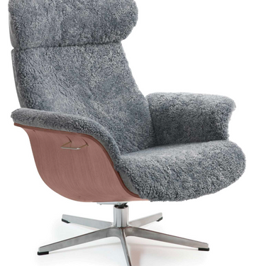 Timeout ergonomic recliner chair by Conform Sweden in grey sheepskin for living room comfort