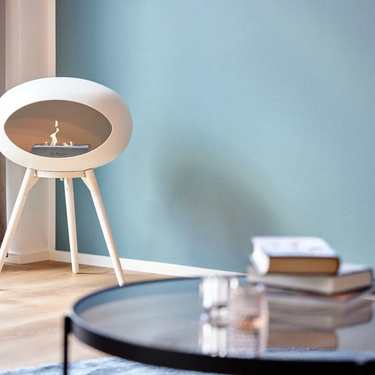 Dome White Ground Wood Low Fireplace by LE FEU