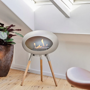 Dome Nickel Ground Wood Low Fireplace by LE FEU