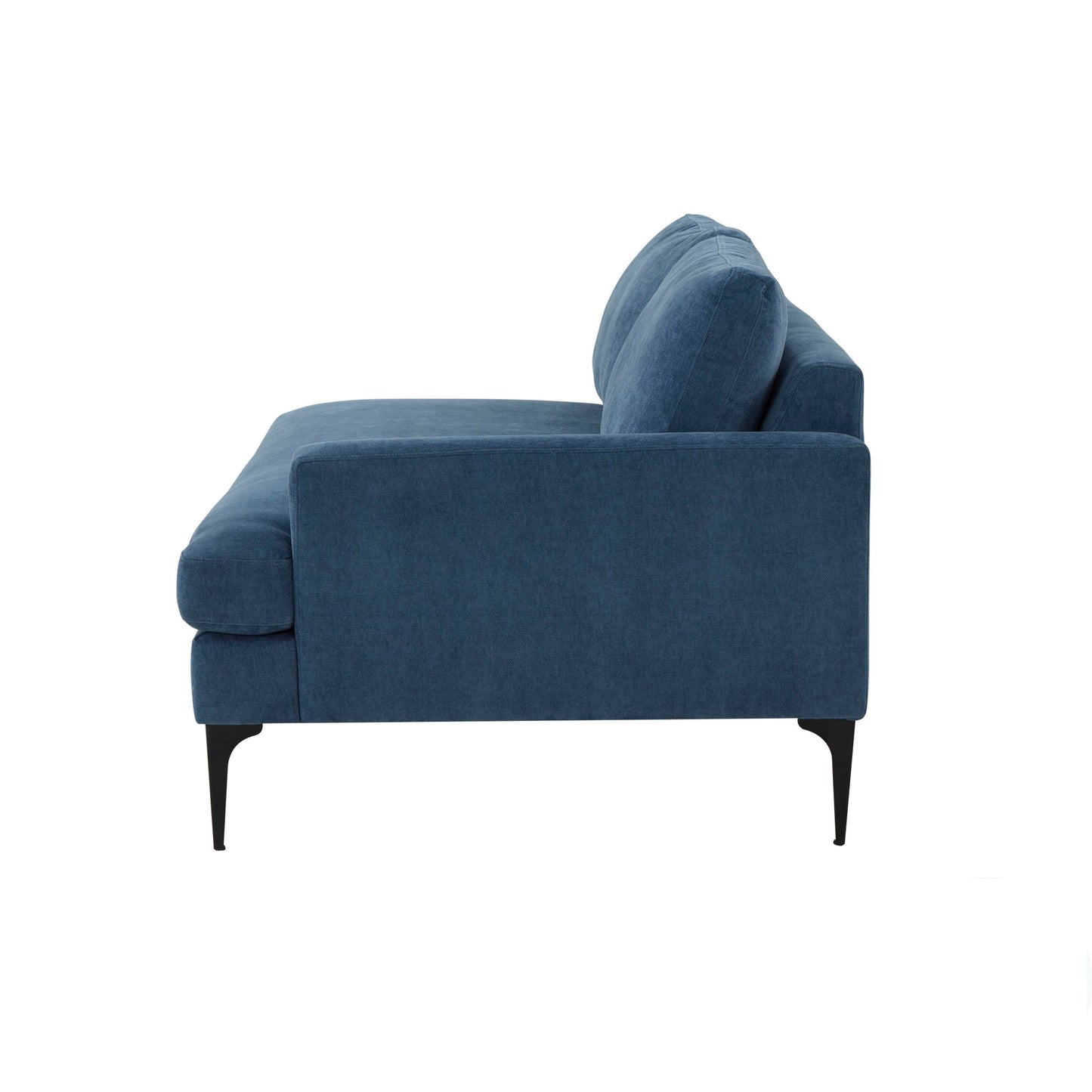 Tov Furniture Serena Blue Velvet RAF Loveseat with Black Legs