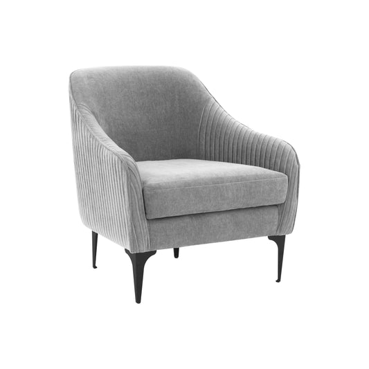 Tov Furniture Serena Gray Velvet Accent Chair with Black Legs