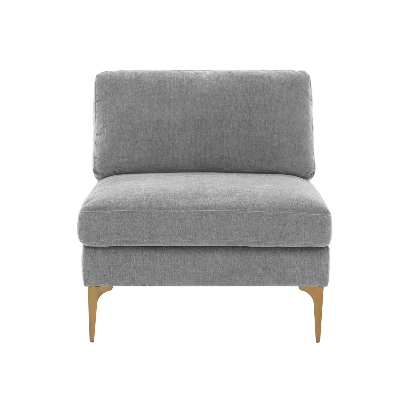Tov Furniture Serena Gray Velvet Armless Chair with Black Leg