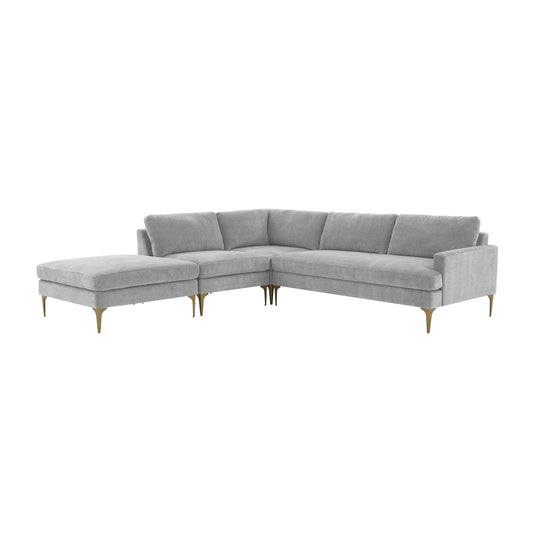 Tov Furniture Serena Gray Velvet Large LAF Chaise Sectional