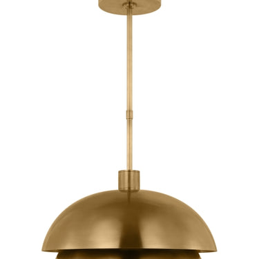 Contemporary LED dome pendant light in brass, Shanti by Visual Comfort, ideal for kitchen islands or foyers 