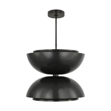 Modern bronze double dome ceiling pendant, 26-inch wide, ideal for residential or commercial lighting