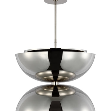 Contemporary double shade pendant ceiling light, 26" diameter, perfect for stylish interiors in polished nickel