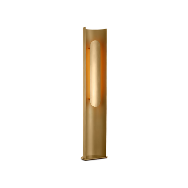 Modern antique brass floor lamp with integrated LED and warm ambient lighting