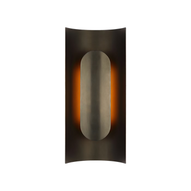 Architectural bronze wall fixture with indirect warm LED lighting