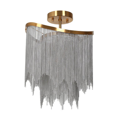 Shoebill Brass Semi-Flush Mount Ceiling Light for Hallway