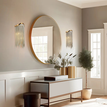 Gold Wall Sconce Lighting, Shoebill 2-Light Glam 