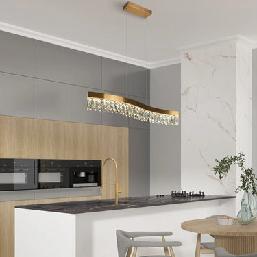 Glamorous Crystal Chandelier - Sibyl 36" Pendant Light | Counter Top Suspension, Linear
