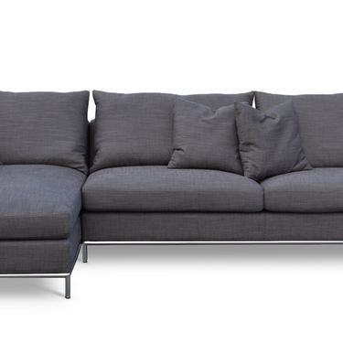 Soho Concept Simena sectional sofa with plush cushions and grey brownie fabric upholstery