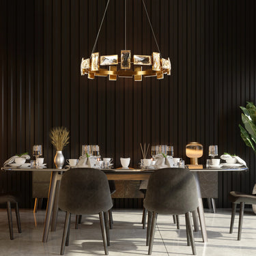 Brass Wagon Wheel Chandelier, 26", Modern LED, Sinsoledad