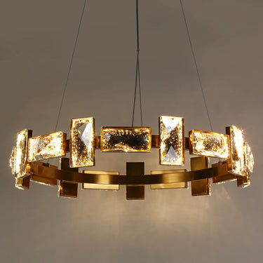Sinsoledad LED Chandelier: 26" Wagon Wheel Design, Brass, Modern 