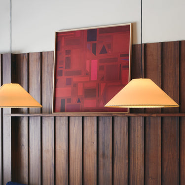 Santa & Cole flat conical parchment pendant lamp for restaurants 