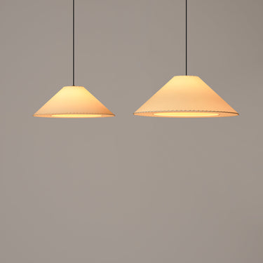 Sísísí MT4  and MT5 pendant light with stitched beige parchment shade
