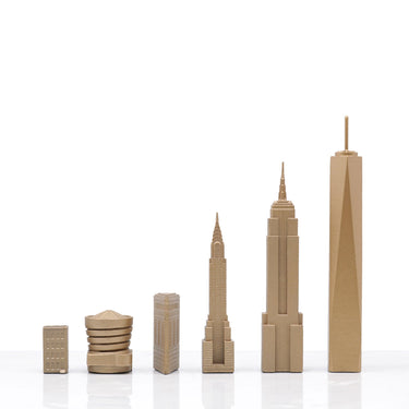 Skyline Chess Set Luxury Bronze New York Edition with Marble Hatch Board