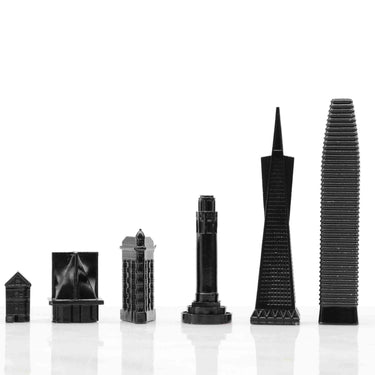 Skyline Chess Set Acrylic New York vs Los Angeles Edition with Marble Hatch Board