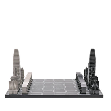Skyline Chess Set Acrylic New York vs Los Angeles Edition with Marble Hatch Board